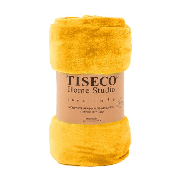 Żółta narzuta z mikropluszu na łóżko jednoosobowe 150x200 cm Cosy – Tiseco Home Studio