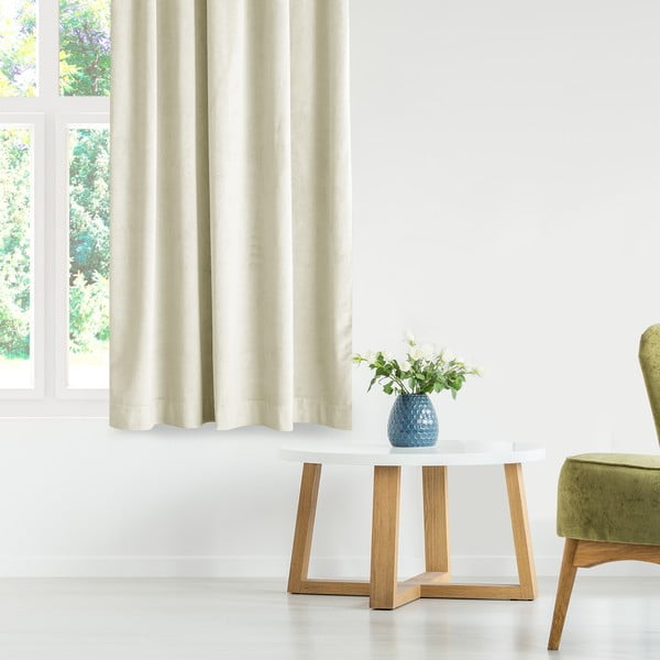 Kremowa aksamitna zasłona częściowo zaciemniająca (dimout) 140x245 cm – Restilo-image-4