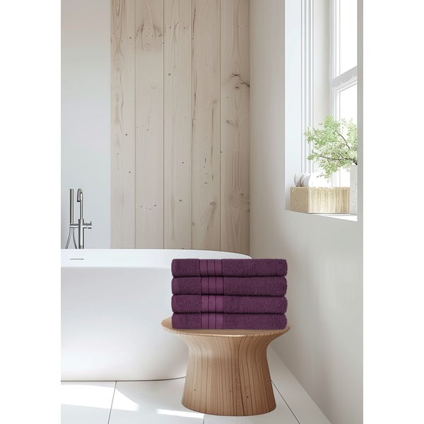 Bordowe bawełniane ręczniki frotte zestaw 4 szt. 50x100 cm – Good Morning-image-2