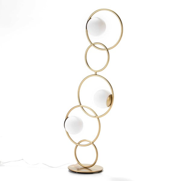 Lampa wolno stojąca z metalu w złotej barwie Thai Natura Circles, 45x126 cm