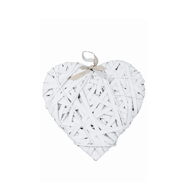 Białe serce dekoracyjne z materiałów naturalnych Ego Dekor, dł. 41 cm