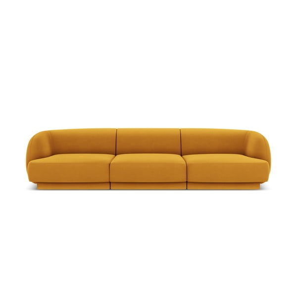 Musztardowa aksamitna sofa 259 cm Miley  – Micadoni Home