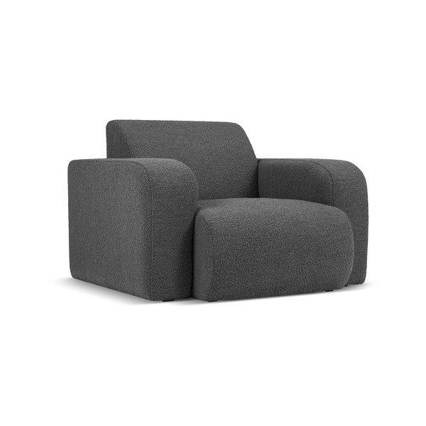 Ciemnoszary fotel z materiału bouclé Molino – Micadoni Home