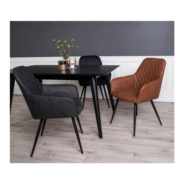 Brązowe tapicerowane fotele jadalniane zestaw z podłokietnikami 2 szt. Harbo – House Nordic-image-2