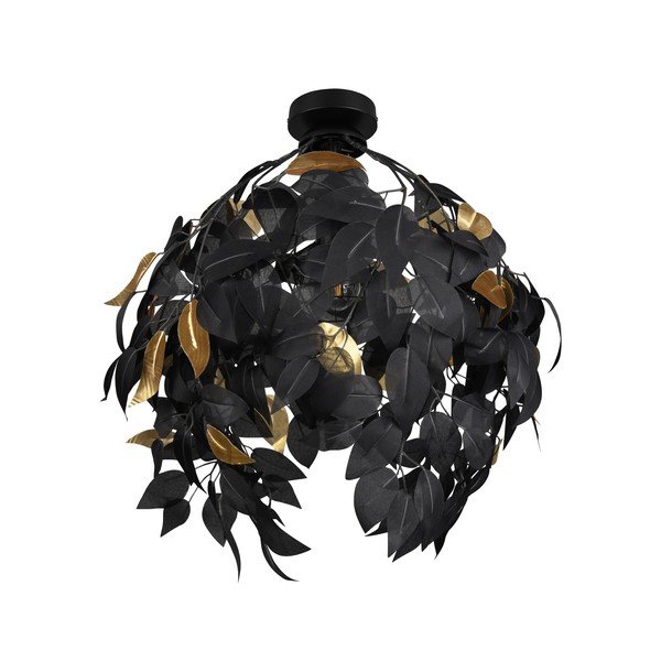 Metalowa lampa sufitowa w kolorze matowej czerni z plastikowym kloszem ø 38 cm Leavy – Reality