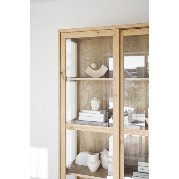 Witryna w dekorze dębu z drzwiami przesuwnymi 100x203 cm Hazelton – Rowico-image-1