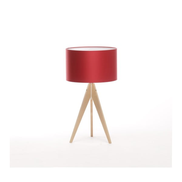 Czerwona lampa stołowa Artist, brzoza, Ø 33 cm