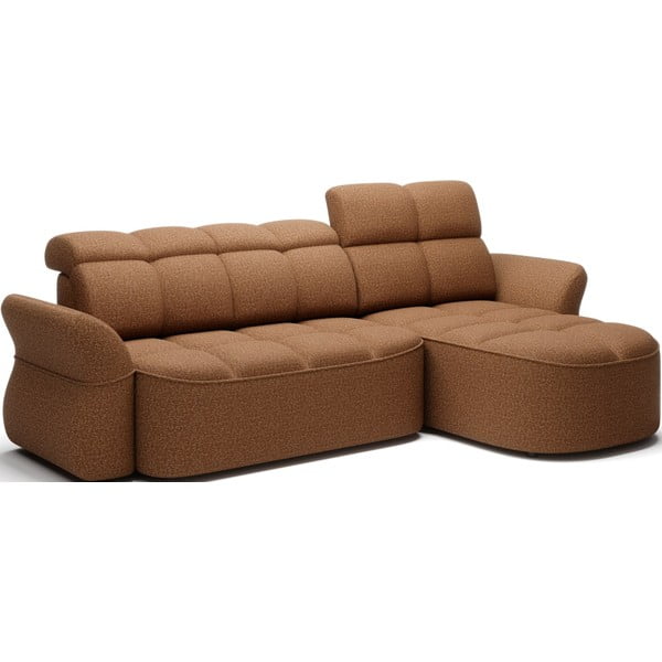 Żółty/brązowy aksamitny rozkładany/ze schowkiem narożnik (prawostronny/z szezlongiem) Beneth – ELTAP-image-2