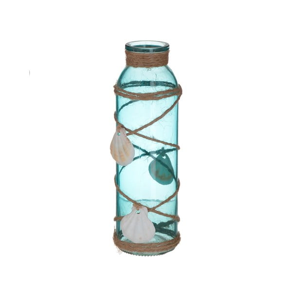 Niebieska szklana butelka dekoracyjna z muszelkami InArt Sea, ⌀ 6 cm