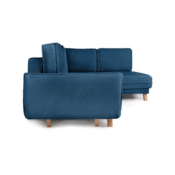 Niebieski sztruksowy rozkładany narożnik (prawostronny) Tori – Bonami Selection-image-3