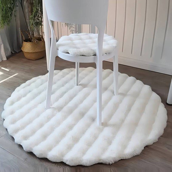 Biały okrągły dywan odpowiedni do prania ø 80 cm Bubble White – Mila Home-image-1