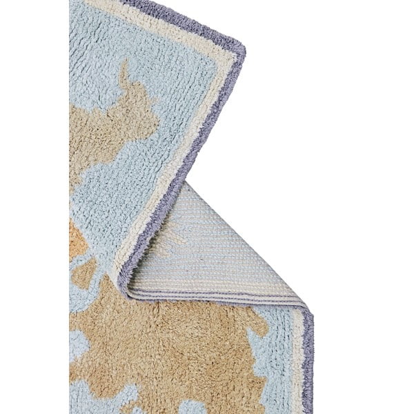 Niebiesko-beżowy bawełniany dziecięcy dywan do zabawy tkany ręcznie odpowiedni do prania 70x100 cm Mini Worldmap – Lorena Canals-image-3