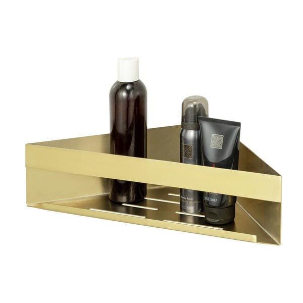 Narożna samoprzylepna półka łazienkowa ze stali nierdzewnej w kolorze złota Genova – Wenko-image-2