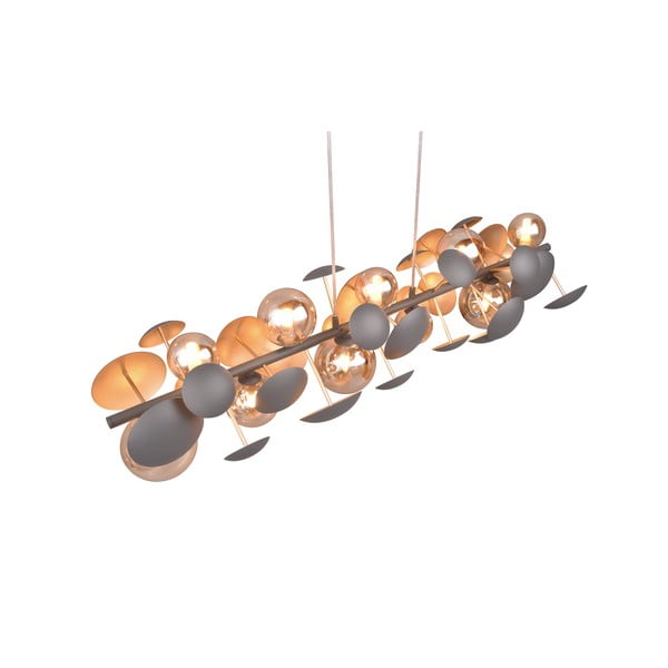 Lampa wisząca w szaro-złotym kolorze ze szklanym kloszem Bubble – Trio Select-image-4