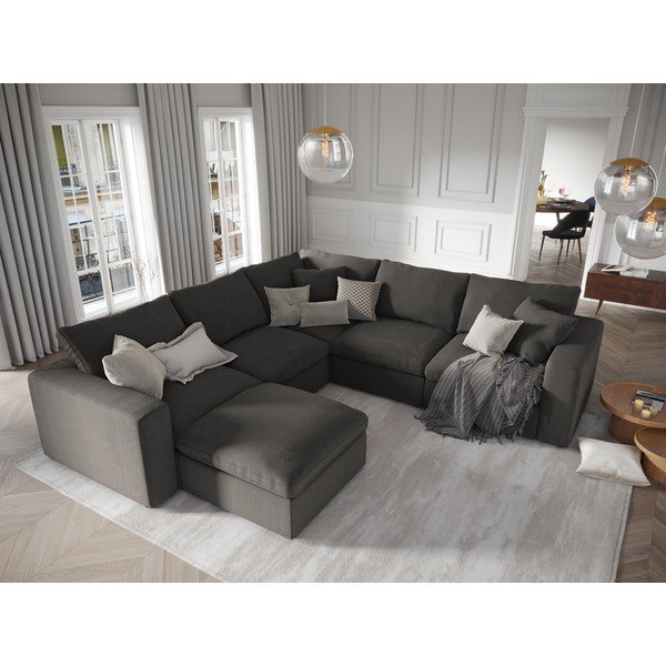 Ciemnobrązowa dwustronna narożna część sztruksowej sofy modułowej Windsor & Co Sofas Galaxy-image-4