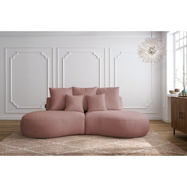 Różowa sofa z materiału bouclé 260 cm Saint-Germain – Bobochic Paris-image-1
