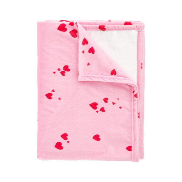 Różowy polarowy koc 200x240 cm Heart – Catherine Lansfield