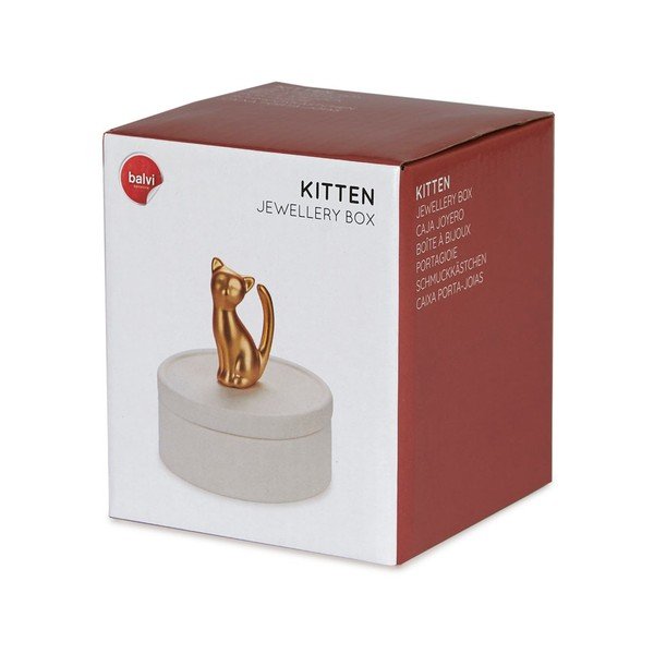 Biała porcelanowa szkatułka na biżuterię Balvi Cat-image-3