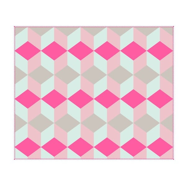 Koc flauszowy Block Pink, 180x150 cm