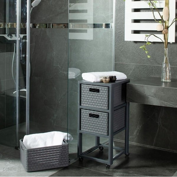 Antracytowy plastikowy regał łazienkowy 32,5x71 cm Country – Rotho-image-1