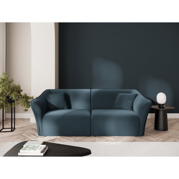 Niebieska aksamitna sofa 206 cm Tokyo – Cosmopolitan Design-image-1