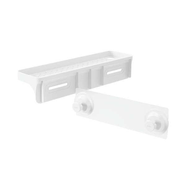 Biała samoprzylepna półka łazienkowa z plastiku z recyklingu Flex Adhesive – Umbra-image-4