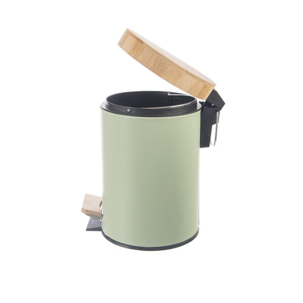 Jasnozielony metalowy kosz na śmieci z pedałem 3 l Greenish – Orion-image-3