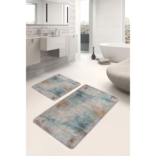 Niebiesko-szare dywaniki łazienkowe zestaw 2 szt. 60x100 cm – Mila Home