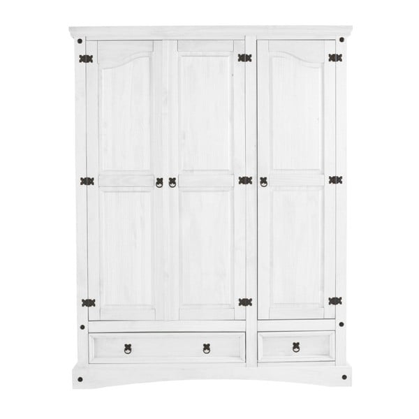 Biała szafa 3-drzwiowa z litego drewna sosnowego 13Casa Perla