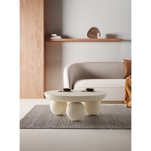 Beżowy okrągły stolik z litego drewna mango ø 90 cm Ailen – MOME-image-1