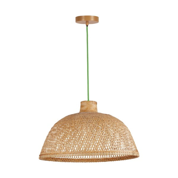 Zielona lampa wisząca z bambusowym kloszem ø 52 cm – SULION