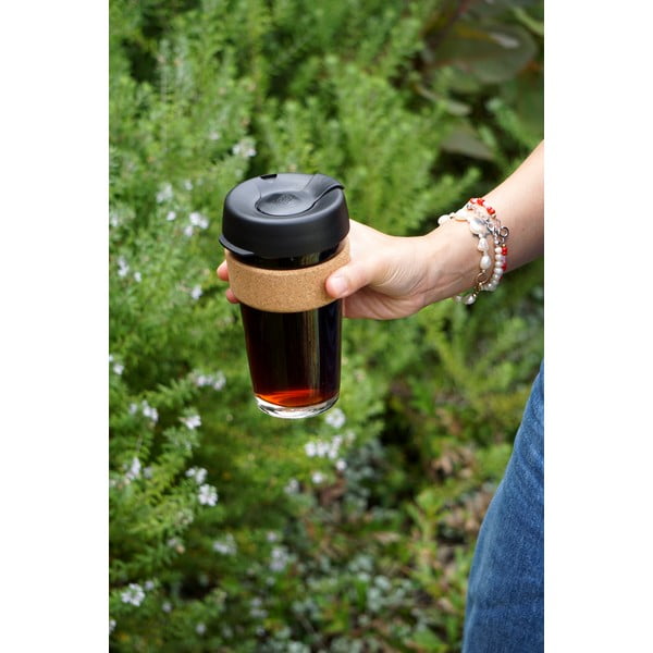 Czarny/brązowy kubek podróżny 454 ml Brew Cork Black L – KeepCup-image-1