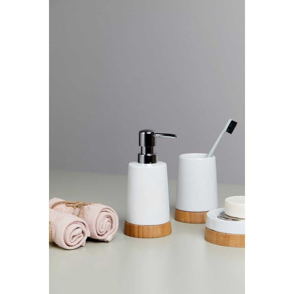 Biały zestaw ceramicznych akcesoriów łazienkowych Bamboo – Wenko-image-1