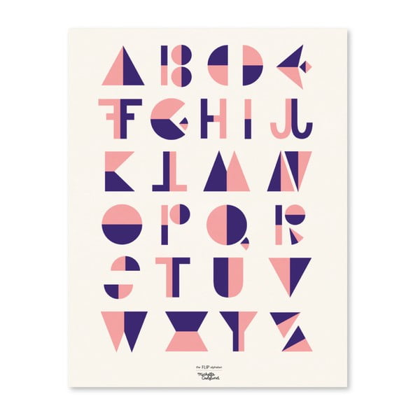 Plakat Michelle Carlslund Flip alphabet Rosa, 30x40 cm