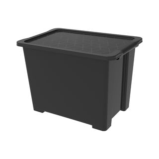 Czarny błyszczący pojemnik plastikowy z pokrywką Evo Easy − Rotho