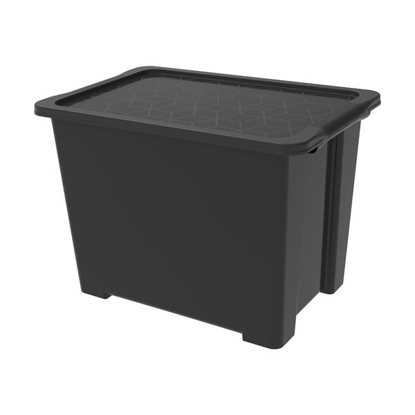 Czarny błyszczący pojemnik plastikowy z pokrywką Evo Easy − Rotho