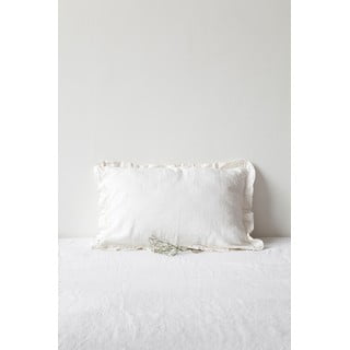Biała lniana poszewka na poduszkę z falbanką Linen Tales, 50x60 cm