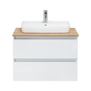 Biała wisząca szafka pod umywalkę bez baterii 75x53 cm Set 360 – Pelipal