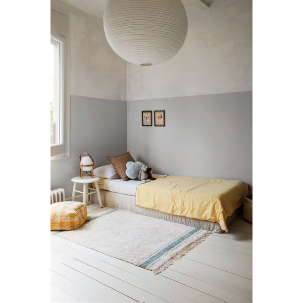 Niebiesko-kremowy bawełniany dywan tkany ręcznie odpowiedni do prania 90x130 cm Gastro Vintage Blue – Lorena Canals-image-1