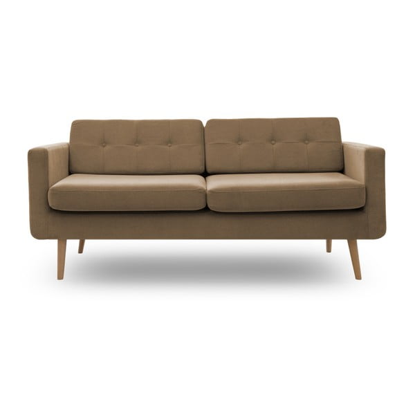 Jasnobrązowa sofa trzyosobowa z naturalnymi nogami Vivonita Sondero