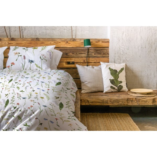 Biało-zielona pościel jednoosobowa z satyny bawełnianej 140x200 cm – Butter Kings-image-1