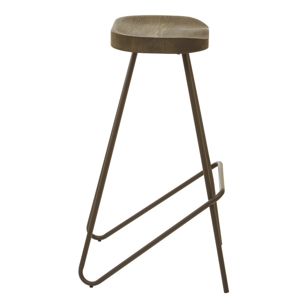 Brązowy/w naturalnym kolorze hoker z litego drewna wiązu (wysokość siedziska 78 cm) District – Premier Housewares (zdjęcie 6)