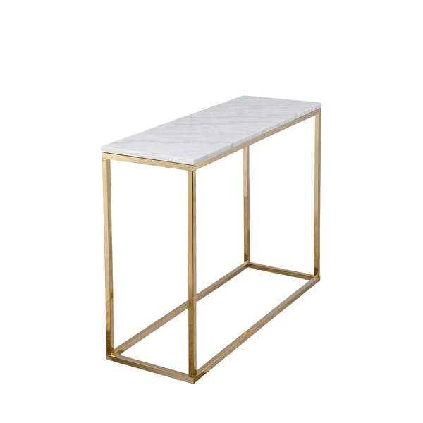 Biała marmurowa konsola z konstrukcją w kolorze złota RGE Marble, dł. 100 cm-image-2