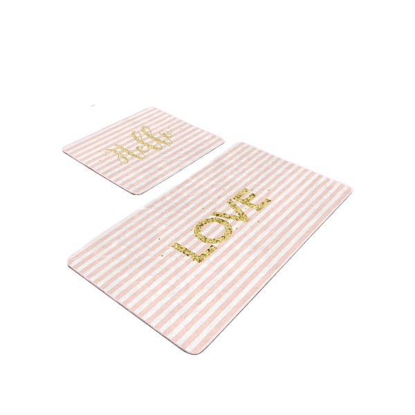 Różowe aksamitne dywaniki łazienkowe zestaw 2 szt. 60x100 cm Love – Mila Home