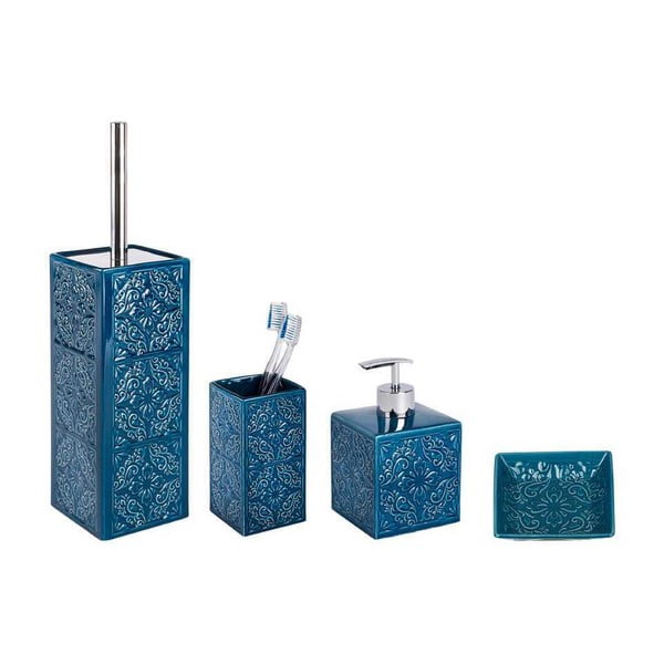Ciemnoniebieski zestaw ceramicznych akcesoriów łazienkowych Cordoba – Wenko