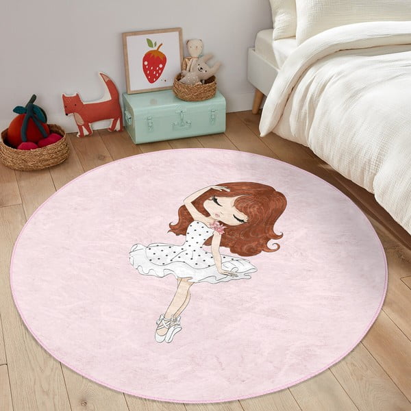 Różowy dywan dziecięcy ø 120 cm Comfort – Mila Home-image-4