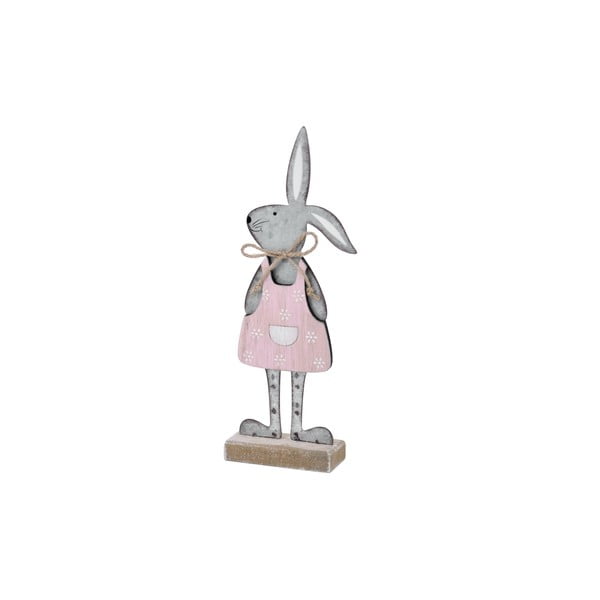 Szara dekoracja z motywem królika w różowej sukience Ego Dekor 25,5x9x4 cm