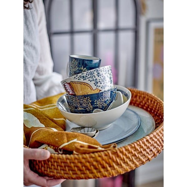 Biało-niebieska kamionkowa miska 460 ml Hezha – Bloomingville-image-1