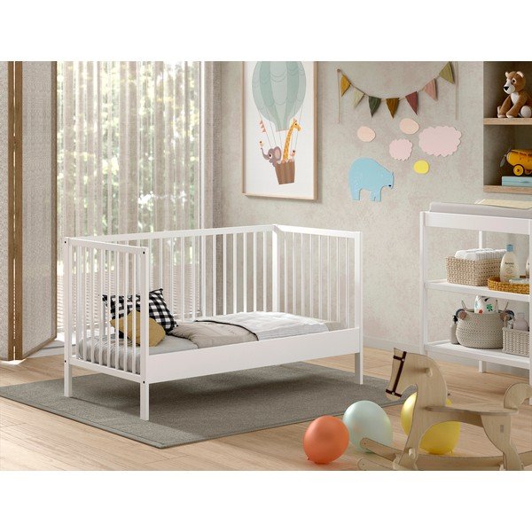 Białe łóżeczko z litego drewna sosnowego 70x140 cm DINO – Vipack-image-1