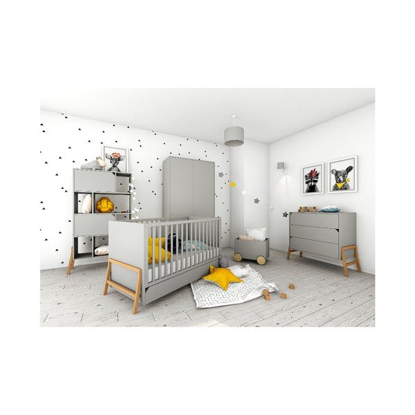 Szary regał z drewna dębowego BELLAMY Lotta-image-1